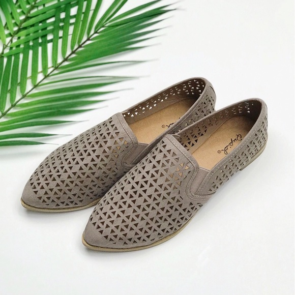 Taupe Faux Suede Flats - Picture 3 of 5